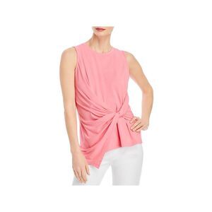 KOBI HALPERIN Womens Pink Twist Front Asymmetrical Hem Sleeveless Top M
